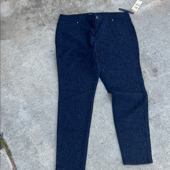 INC International Concepts Pants - INC International Concepts Navy Patterned Skinny Pants